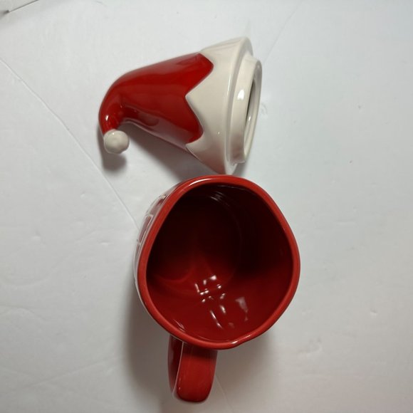 Rae Dunn Christmas Red Let It Snow Mug w/Elf Hat by Magenta Artisan Collection - Picture 9 of 10